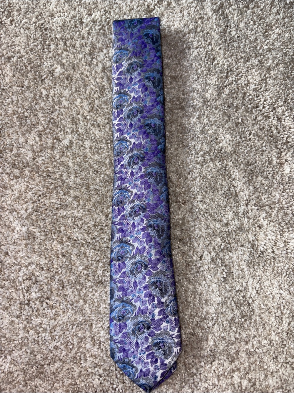 Bespoke Purple Floral Tie with Blue Accents